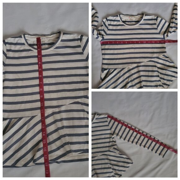 J. Crew Crewcuts Kids Girls Striped Asymmetrical Peplum Long Sleeve Top Size 8 - Picture 13 of 13